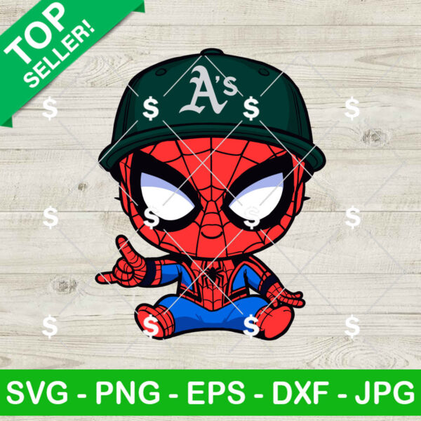 Baby Spiderman Oakland Athletics Baseball SVG