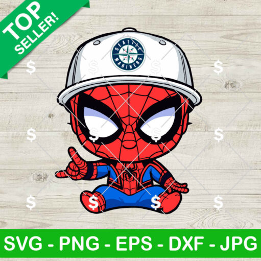 Baby Spiderman Seattle Mariners Baseball Svg