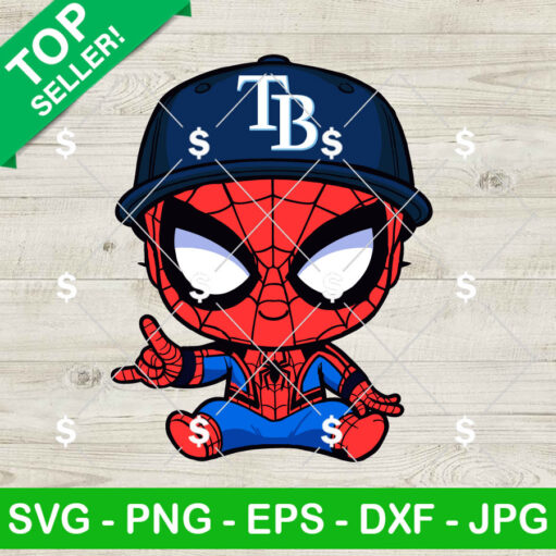 Baby Spiderman Tampa Bay Rays Baseball Svg