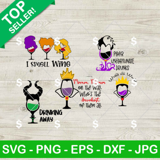 Bad Witches Wine Glass Svg Bundle