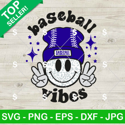 Baseball Vibe Beanie Smiley Face SVG