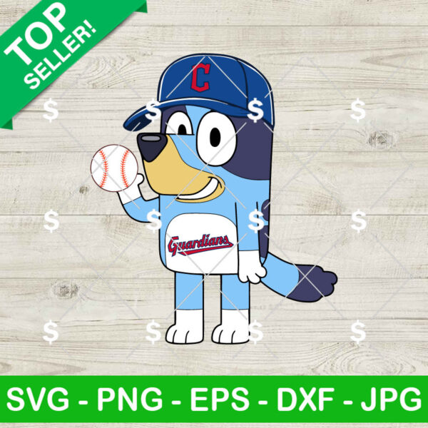Bluey Cleveland Guardians Baseball SVG, Bluey Cleveland Guardians MLB SVG, Bluey Baseball Sport SVG Cricut