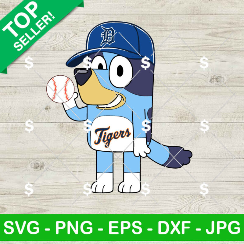 Bluey Detroit Tigers Baseball MLB SVG