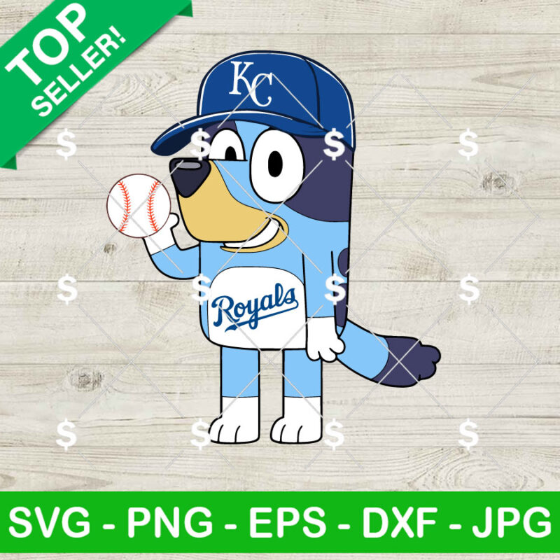 Bluey Kansas City Royals Baseball SVG, Bluey Kansas City Royals MLB SVG, Bluey Cartoon Baseball SVG Cricut
