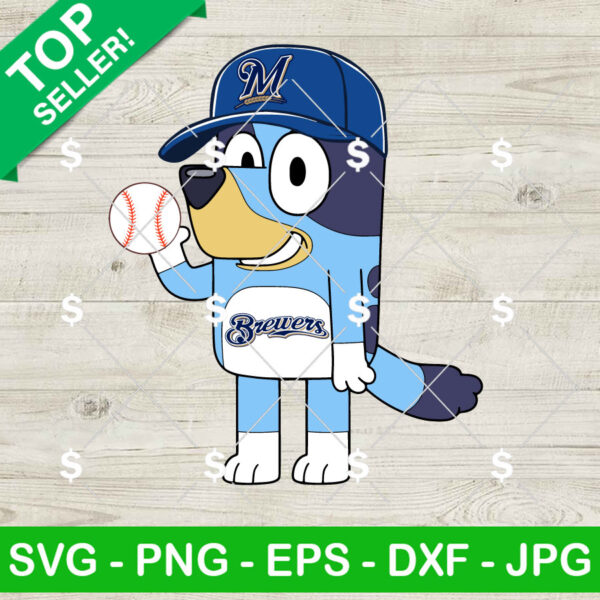Bluey Milwaukee Brewers Baseball MLB SVG, Bluey Milwaukee Brewers MLB SVG, Bluey Cartoon Baseball SVG Cricut