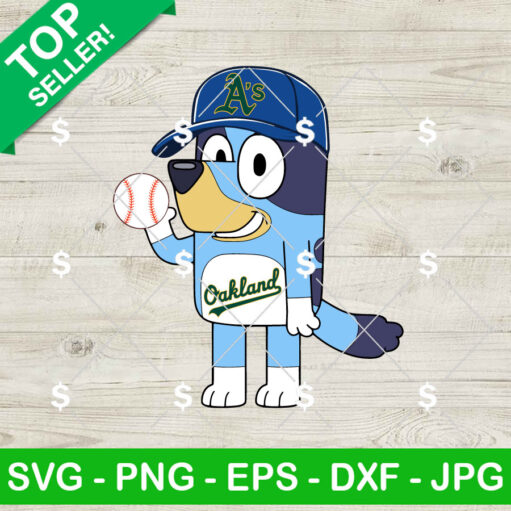 Bluey Oakland Athletics Baseball Svg