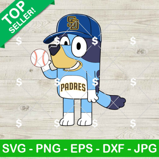 Bluey San Diego Padres Baseball SVG