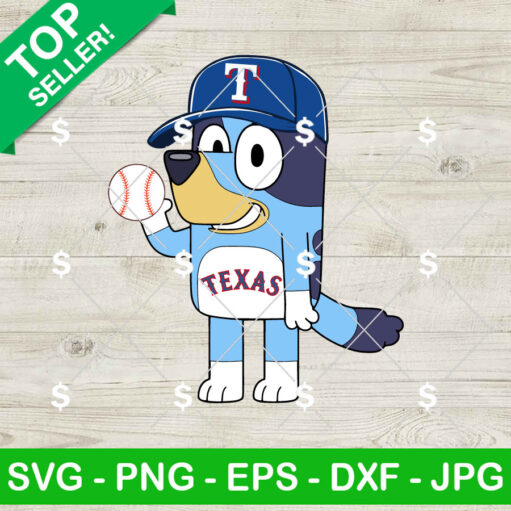 Bluey Texas Rangers Baseball Mlb Svg