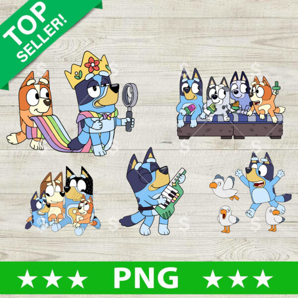 Bluey characters Bundle PNG, Bluey characters Sublimation transfer PNG