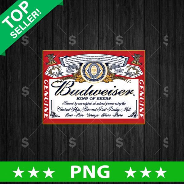 Budweiser King Of Beers Logo PNG, Budweiser Sublimation transfer PNG