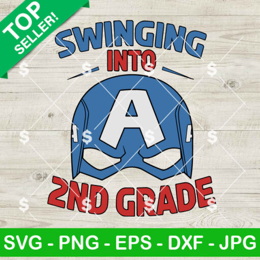 Captain America Swinging Into 2Nd Grade Svg