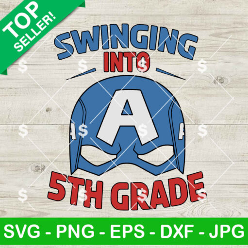 Captain America Swinging Into 5th Grade SVG