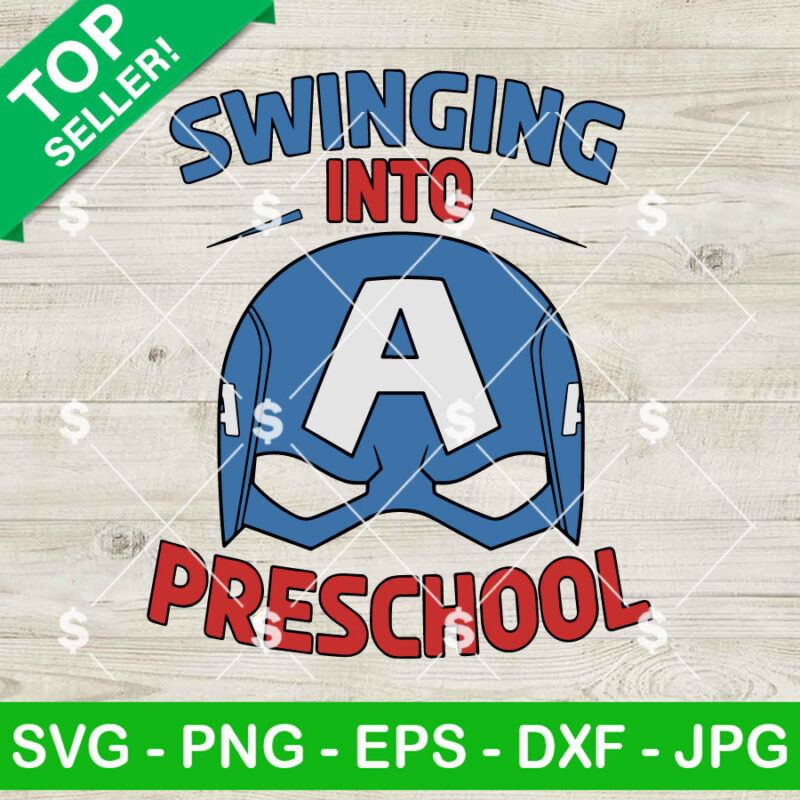 Captain America Swinging Into Preschool SVG