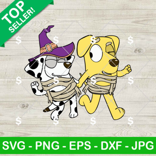 Chloe And Lucky Dog Bluey Mummy Halloween SVG