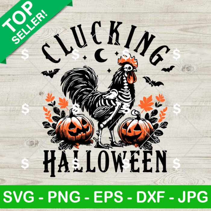 Clucking Halloween Chicken SVG, Skeleton Rooster SVG, Halloween Farm SVG PNG Cricut