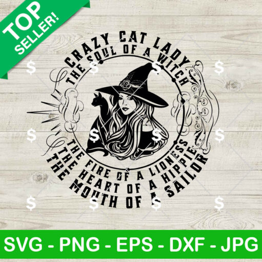 Crazy Cat Lady Halloween Witch Svg