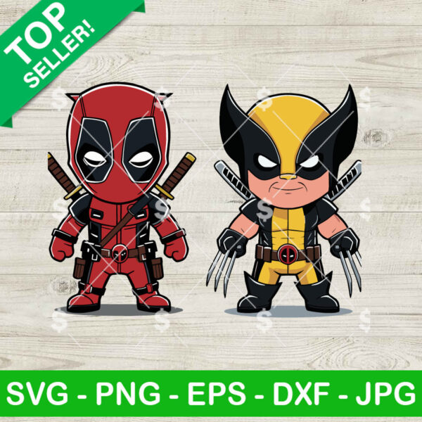 Deadpool And Wolverine Chibi SVG, Deadpool And Wolverine SVG PNG