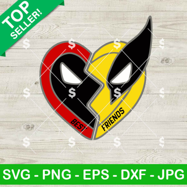 Deadpool And Wolverine Heart Best Friends SVG, Deadpool And Wolverine SVG PNG