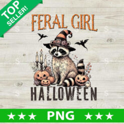 Feral Girl Halloween Raccoon PNG, Halloween Raccoon Sublimation transfer PNG