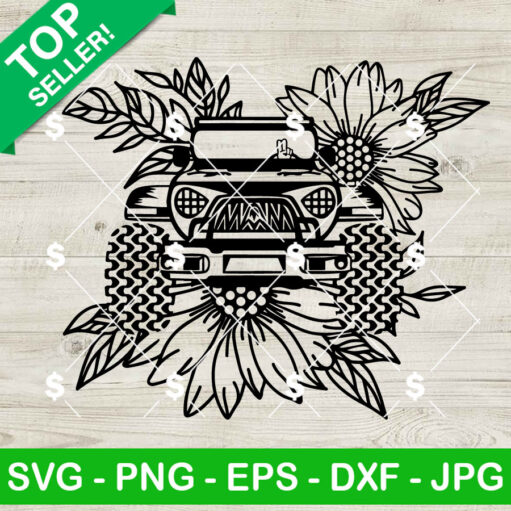 Floral Jeep SVG