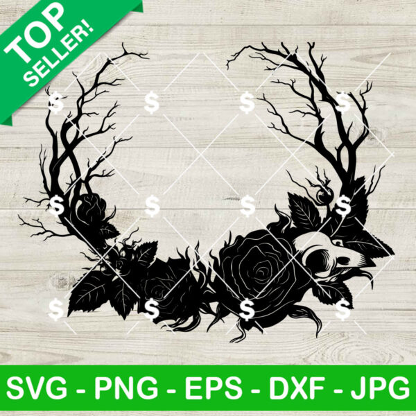 Gothic Roses Wreath SVG