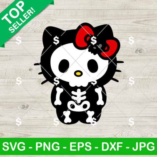 Hello Kitty Halloween Skeleton Svg