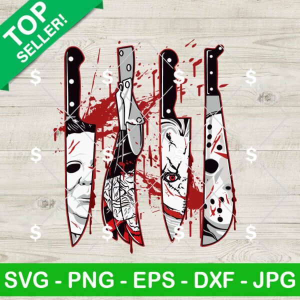 Horror Movie Characters In Knives SVG