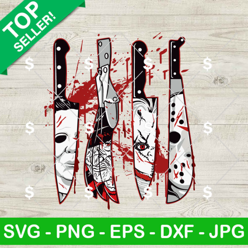 Horror Movie Characters In Knives SVG, Horror Knives SVG, Knife Horror ...