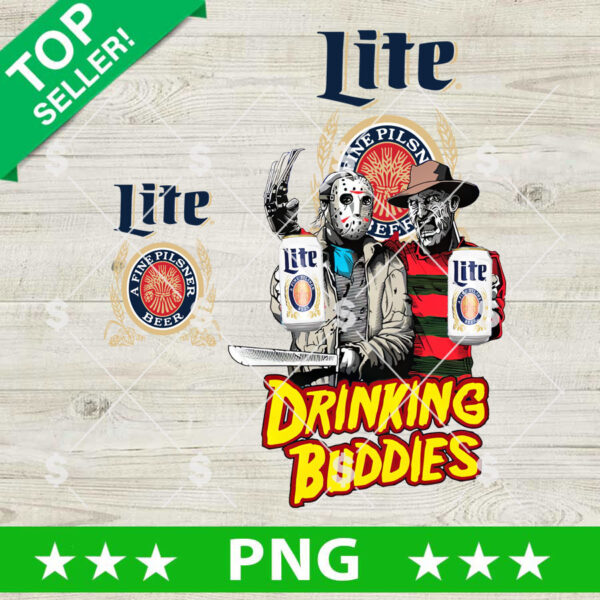 Jason Voorhees And Freddy Krueger Drink Buddies Miller Lite Beer PNG, Drink Buddies Horror Sublimation PNG