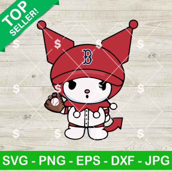 Kuromi Boston Red Sox Baseball SVG, Kuromi Baseball Team SVG, Sanrio Boston Red Sox Baseball MLB SVG Cricut