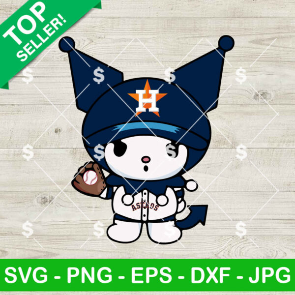 Kuromi Houston Astros Baseball SVG, Houston Astros Baseball MLB SVG, Kuromi Baseball Team SVG Cricut
