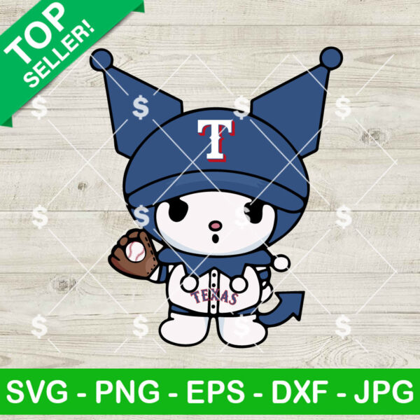 Kuromi Texas Rangers Baseball SVG, Kuromi Baseball Team SVG, Kuromi Texas Rangers Baseball MLB SVG Cricut