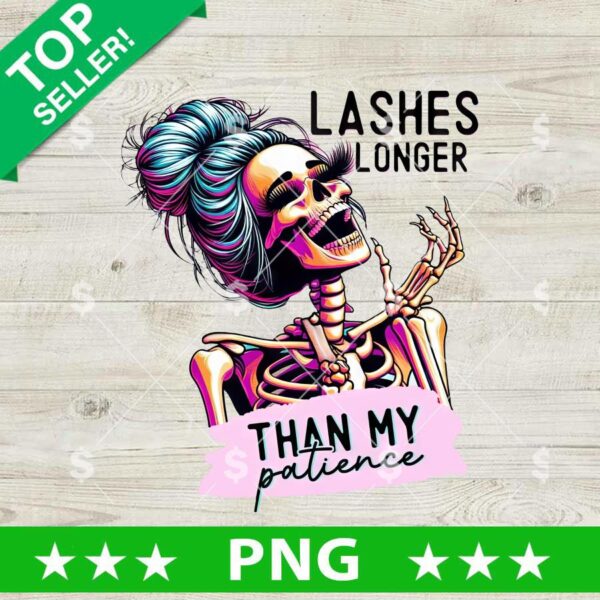 Lashes Longer Than My Patience PNG, Skull Woman Sublimation PNG