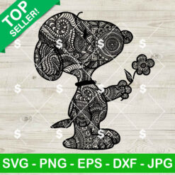 Mandala Snoopy With Flower SVG