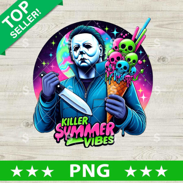 Michael Myers Killer Summer Vibes PNG, Summer Horror Sublimation transfer PNG