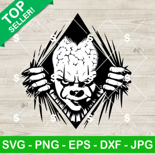 Pennywise Evil Clown Peeking SVG