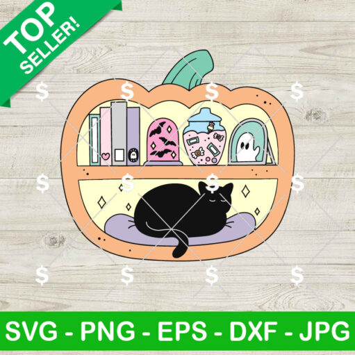 Pumpkin Bookshelf Halloween SVG