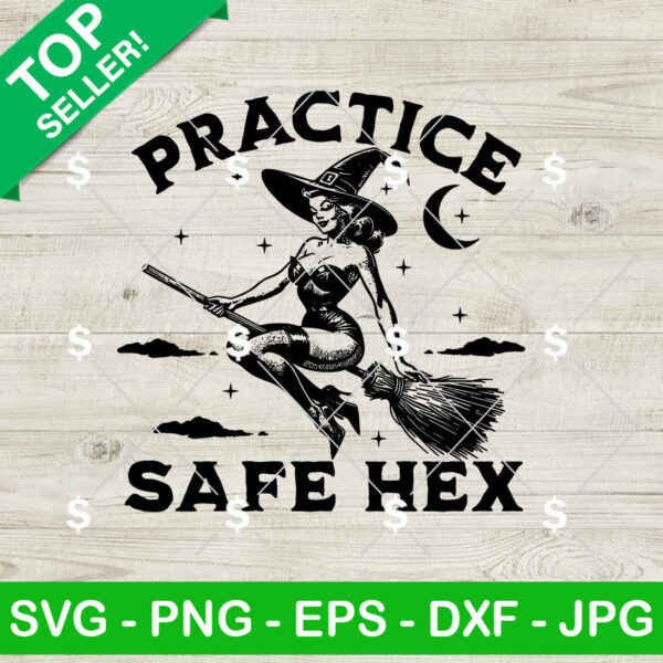 Sexy Witch Practice Safe Hex SVG, Vintage Halloween SVG PNG Cricut