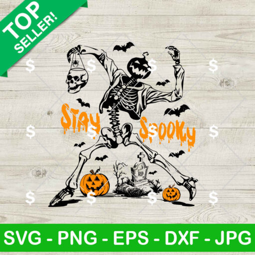 Stay Spooky Pumpkin Skeleton Svg