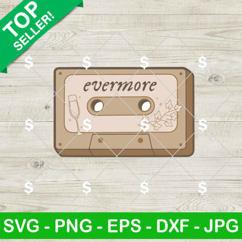 Taylor Swift Evermore Album Cassette Tape SVG, Taylor Swift Cassette Tape SVG, Eras Tour SVG PNG Files