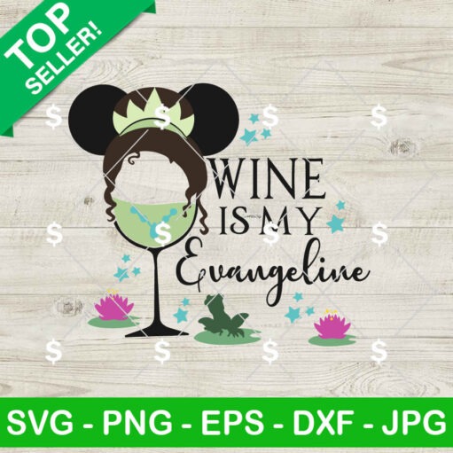 Tiana Wine Glass Mickey Ears Svg