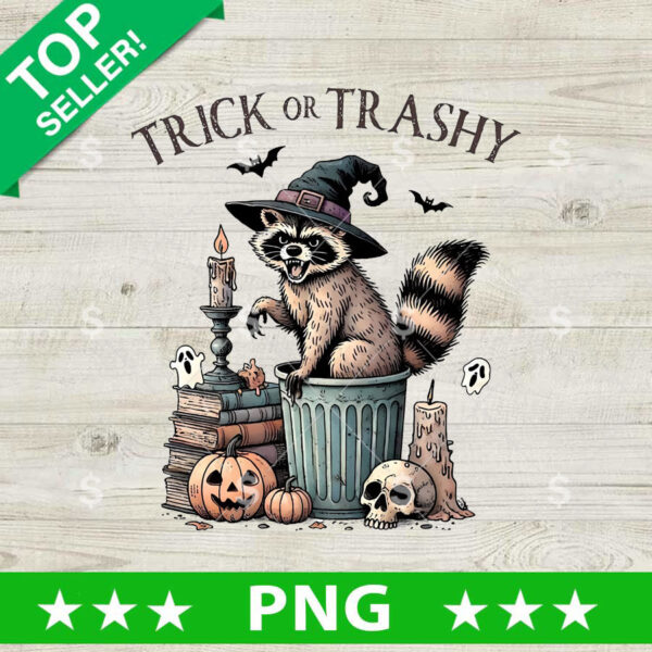 Trick Or Trashy Raccoon Halloween PNG, Raccoon Halloween Sublimation transfer PNG