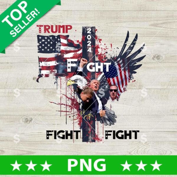 Trump 2024 Fight Fight Fight Cross PNG