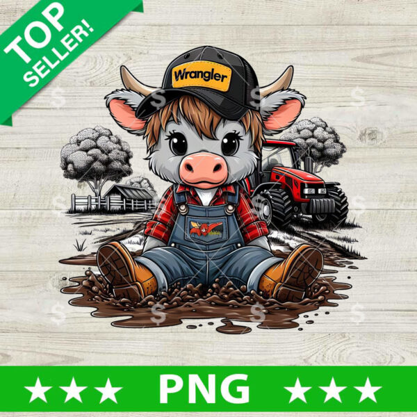 Wrangler Cow Farmer PNG, Wrangler Sublimation transfer PNG