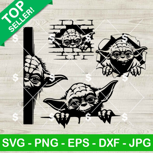 Yoda Star Wars Peeking SVG Bundle, Yoda Peeking Out SVG, Funny Star Wars Peekaboo SVG