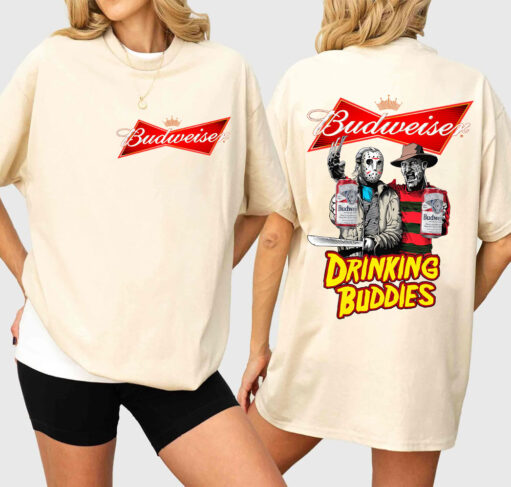 Jason Voorhees And Freddy Krueger Drink Buddies Budweiser Beer Png