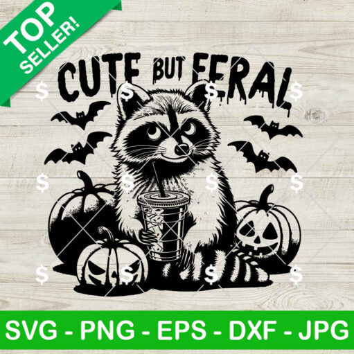 Cute But Feral Halloween Raccoon SVG