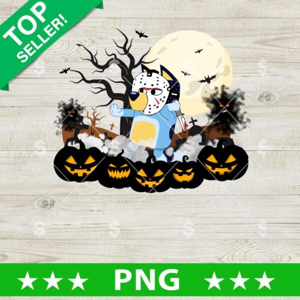 Bandit Heeler Bluey Jason Voorhees PNG, Bluey Cartoon Halloween Sublimation PNG