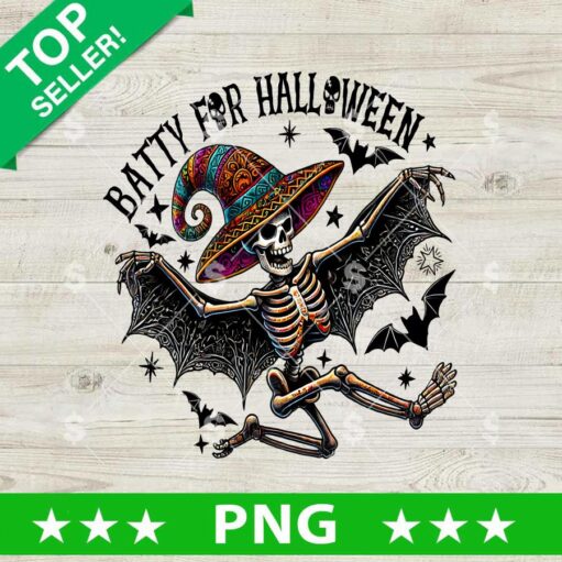 Batty For Halloween Skeleton PNG