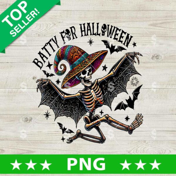 Batty For Halloween Skeleton PNG